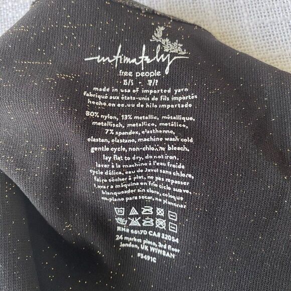 Free People Seamless Brami Black Sparkle Skinny Straps SZ XS/S NWOT - Picture 7 of 10